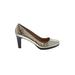Cole Haan Heels: Pumps Chunky Heel Cocktail Party Gold Shoes - Women's Size 6 1/2 - Round Toe