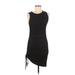 Shein Cocktail Dress - Bodycon Crew Neck Sleeveless: Black Print Dresses - Women's Size Medium