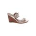 Jack Rogers Mule/Clog: Slip-on Wedge Boho Chic Gold Print Shoes - Women's Size 7 1/2 - Open Toe