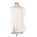 Zara Casual Dress - DropWaist High Neck Short sleeves: White Print Dresses - Women's Size Small