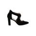 Adrienne Vittadini Heels: Pumps Chunky Heel Cocktail Party Black Print Shoes - Women's Size 8 - Almond Toe