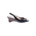 Etienne Aigner Mule/Clog: Slingback Wedge Casual Blue Solid Shoes - Women's Size 6 1/2 - Peep Toe