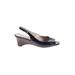 Etienne Aigner Mule/Clog: Slingback Wedge Casual Blue Solid Shoes - Women's Size 6 1/2 - Peep Toe