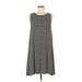 Ann Taylor LOFT Outlet Casual Dress - Shift Crew Neck Sleeveless: Black Print Dresses - Women's Size Medium