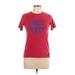 Nike Short Sleeve T-Shirt: Red Solid Tops - Women's Size Large