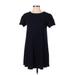 Ann Taylor LOFT Casual Dress - Shift Crew Neck Short sleeves: Blue Print Dresses - Women's Size X-Small