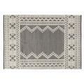 Tapis style berbère en laine et coton recyclé tissés motifs noir charbon et écrus 160x230