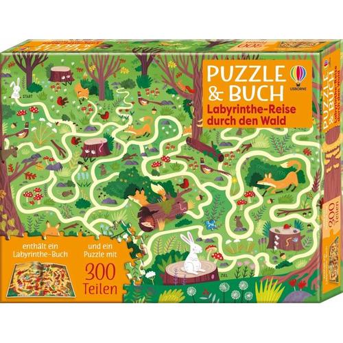 Puzzle & Buch: Labyrinthe-Reise durch den Wald - Usborne Verlag