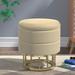 Velvet Round Ottoman Foot Stools with Removable Lid Storage Ottoman Vanity Chair for Living Room/ Bedroom