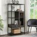 Freestanding Multi-functional Decorative Storage Shelving Open Industrial Bookcase 5 Tier Display Shelf with Doors and Drawers