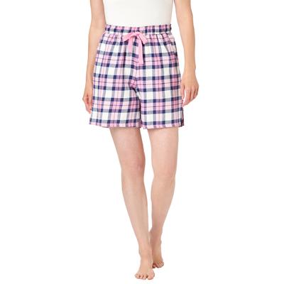 Plus Size Women's Flannel Pajama Short by Dreams & Co. in Pink Plaid (Size 34/36) Pajamas
