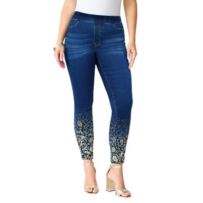Plus Size Women's 360 Stretch Jegging by Denim 24/7 by Roamans in Metallic Paisley Ombre (Size 34 W) Pull On Jeans Denim Legging
