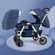 Double Twins Stroller High Landscape Double Stroller for Infant and Toddler Twins-Cozy Compact Twin Pushchair,Oversized Canopy,Jogging Stroller (Color : Blue)