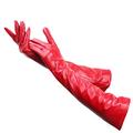 Women's Multicolor 50Cm Long Leather Gloves Sheepskin Warm Gloves Simple Autumn And Winter Gloves Red 8
