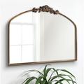 OUSHUAI Gold Arched Mirror for Wall,Baroque Fireplace Mirror Decor,Brass Wall Mirror,Victorian Vintage Mirror with Full Matel Frame,Ornate Mirror for Entryway/Bathroom/Living Room/Hallway 36"X30"