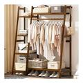 IMYOGI Exquisite Clothes Rail Rack With Storage Bamboo Garment Rack Clothing Rack With Storage Shelf Corner Clothes Hanging Rack For Home Laundry Office (Color : Brown, Size : 100 * 42 * 140cm) (B