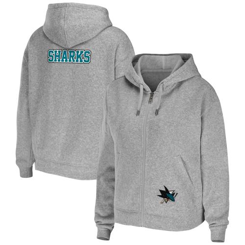 Damenbekleidung von Erin Andrews Heather Grey San Jose Sharks Kapuzenpullover mit durchgehendem Reißverschluss