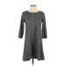 Nine Britton Casual Dress - A-Line Crew Neck 3/4 sleeves: Gray Marled Dresses - Women's Size Small