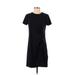 Banana Republic Casual Dress - Shift Crew Neck Short sleeves: Black Solid Dresses - Women's Size X-Small Petite