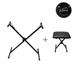 Glarry Single-tube X-type Keyboard Stand Adjustable Folding Piano Bench Stool Seat Black