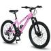 iYofe 26 inch Mountain Bike for Women Shimano 21 Speed Mountain Bicycle with Dual Disc Brakes Front Suspension 86% Assembled Pink