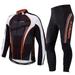 Mens Cycling Jersey Set Long Sleeve Breathable Bicycling Tops with Pocket Bicycle Pants Padded Red M
