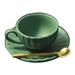 Farfi 1 Set Dollhouse Coffee Cup Realistic Alloy Miniature Teacup Saucer Spoon Set Model Ornament for Micro Landscape (Green L)