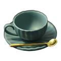 Farfi 1 Set Dollhouse Coffee Cup Realistic Alloy Miniature Teacup Saucer Spoon Set Model Ornament for Micro Landscape (Blue S)