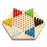 OWSOO Portable Chinese Checker Set Rubber Wood Chinese Checkers Chinese Strategy Board Puzzle