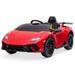 Kidzone Kids 12V Licensed Lamborghini Ride On Car Battery Powered Electric Vehicle Toy for 3-8 Years Boys & Girls 2 Speeds Suspension System 2.4G Remote Parent Control MP3 LED Headlights - Red