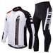 Mens Cycling Jersey Set Long Sleeve Moisture Wicking Bicycling Shirts Cycle Pants with Padded White XXL