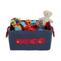 Toy Storage Basket Bin for Organizing Baby Kids Dog Toys Children Books. Denim Canvas Box Organizer w/Attractive Red Patch for Playroom Nursery