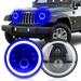 KASLIGHT 7 Inch LED Headlights H6024 Led Headlight Blue Halo Amber 7 round Headlights High Low Sealed Beam Headlamps H4-H13 Adapter Compatible with Jeep Wrangler JK TJ LJ CJ miata Hummer H1 H2(Pair)