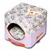 Pet Life Touchdog Floral-Galore Convertible and Reversible Squared Dog House Bed - Purple - Large