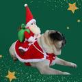 CSCHome Christmas Dog Costume Dog Santa Claus Costume Dog Santa Claus Riding Costume Funny Pet Santa Claus Costume for Christmas Dress