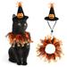 FERSWE Cat Witch Halloween Costume Suit Small Dogs & Cats Tutu Collar and Witch Pumpkin Hat Cute Costume Suit Kitten Outfit Clothing for Birthday Party Thanksgiving Christmas Holiday
