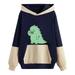 Mrat Women s Hooded Sweater Tops Winter Pullover Bottoming Hooded Cute Pet Casual Hoodies Drawstring Sweatshirt Print Large Size Loose Tunic for Womens Fashion Colorblock Sweater Navy S