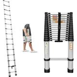 Telescopic Ladder 14FT Aluminum Telescoping Ladder Extension Ladder Collapsible Ladders for Home Portable Roof Ladder for Household and Outdoor Working Rv Ladder 330 Pound Capacity EN131