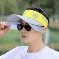 Men Retractable Visor Sun Hat Korean Alphabet Empty Top Hat Sunscreen Breathable Fishing Hat Adjustable Bucket Hat Unisex