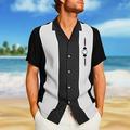 Men Casual Vintage Bowling Shirt Hawaiian Short Sleeve Button Down Loose Shirt