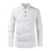 Mens Long Sleeve Henley Shirts Casual Lightweight Pullover Golf Shirts Menâ€™s Henley Shirts Dry Fit Collared Sports Golf Tennis T-Shirts Moisture Wicking & Breathable White&L