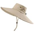 16cm Long Wide Brim Sun Hat Solid Breathable Safari Fishing Hat Men Women Boonie Hat Summer UV Protection Hiking Bucket Hats