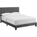 Tufted Performance Velvet Upholstered Full Bed In Gray