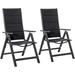 2 Piece Outdoor Patio Folding Chair Set Aluminum Frame Portable Reclining Camping Seats With Soft Padding & Adjustable Backrest For Garden Outdoor Backyard Black