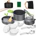 BEBANG 12 pcs Camping Cookware Mess Kit for 2-3 Person Lightweight Pot Pan Kettle Set with Stainless Steel Spoons for Camping Backpacking Picnic(Green)