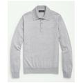 Brooks Brothers Men's Fine Merino Wool Sweater Polo | Light Grey Heather | Size Medium