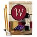 Breeze Decor BD-WI-HS-130231-IP-BO-D-US14-BD 28 x 40 in. Wine W Initial Happy Hour & Drinks Impressions Decorative Vertical Double Sided House Flag Set with Pole Bracket Hardware