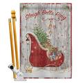 Breeze Decor BD-XM-HS-114189-IP-BO-D-US18-SB 28 x 40 in. Sleigh Bells Ring Winter Christmas Impressions Decorative Vertical Double Sided House Flag Set & Pole Bracket Hardware