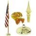 Indoor American Nylon Flag Flagpole Base & Tassel (Spear Plastic 9 Ft Oak Pole)