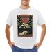 Astronaut Space Propaganda Poster Vintage T-shirt Mens Cotton Classic Crewneck Short Sleeve Tees Unisex White 3XL